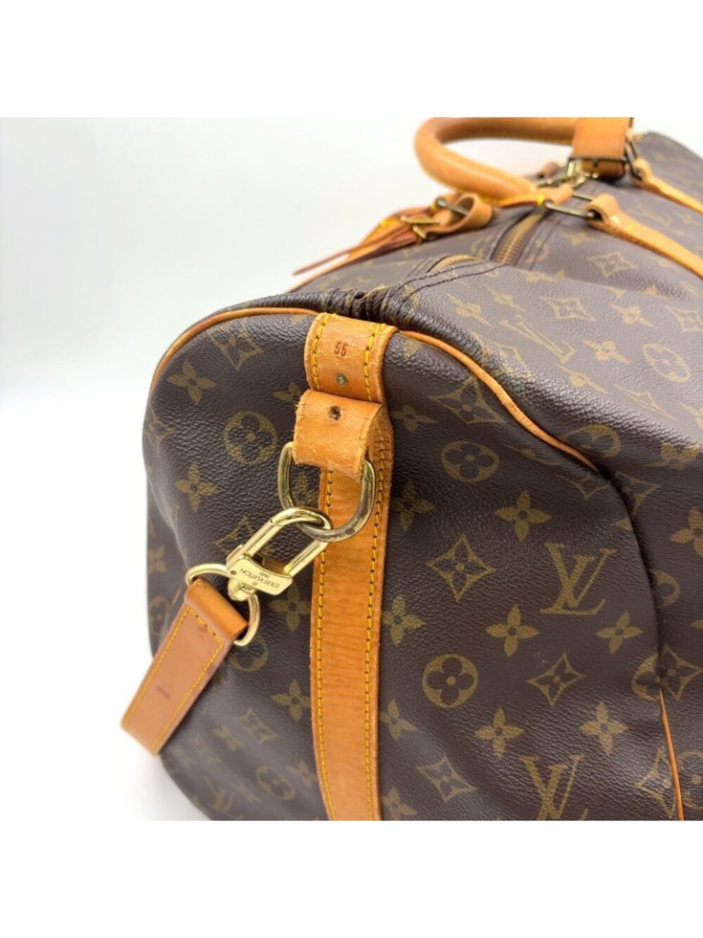Louis Vuitton Keepall Bandouliere 55 Monogram Leather Brown Boston Bag Gold - Picture 8 of 15